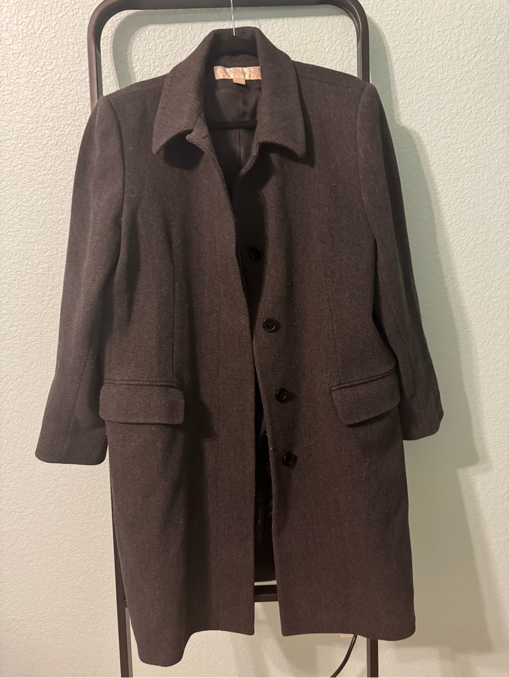 Liz Claiborne Dark Brown Wool-Blend Pea Coat